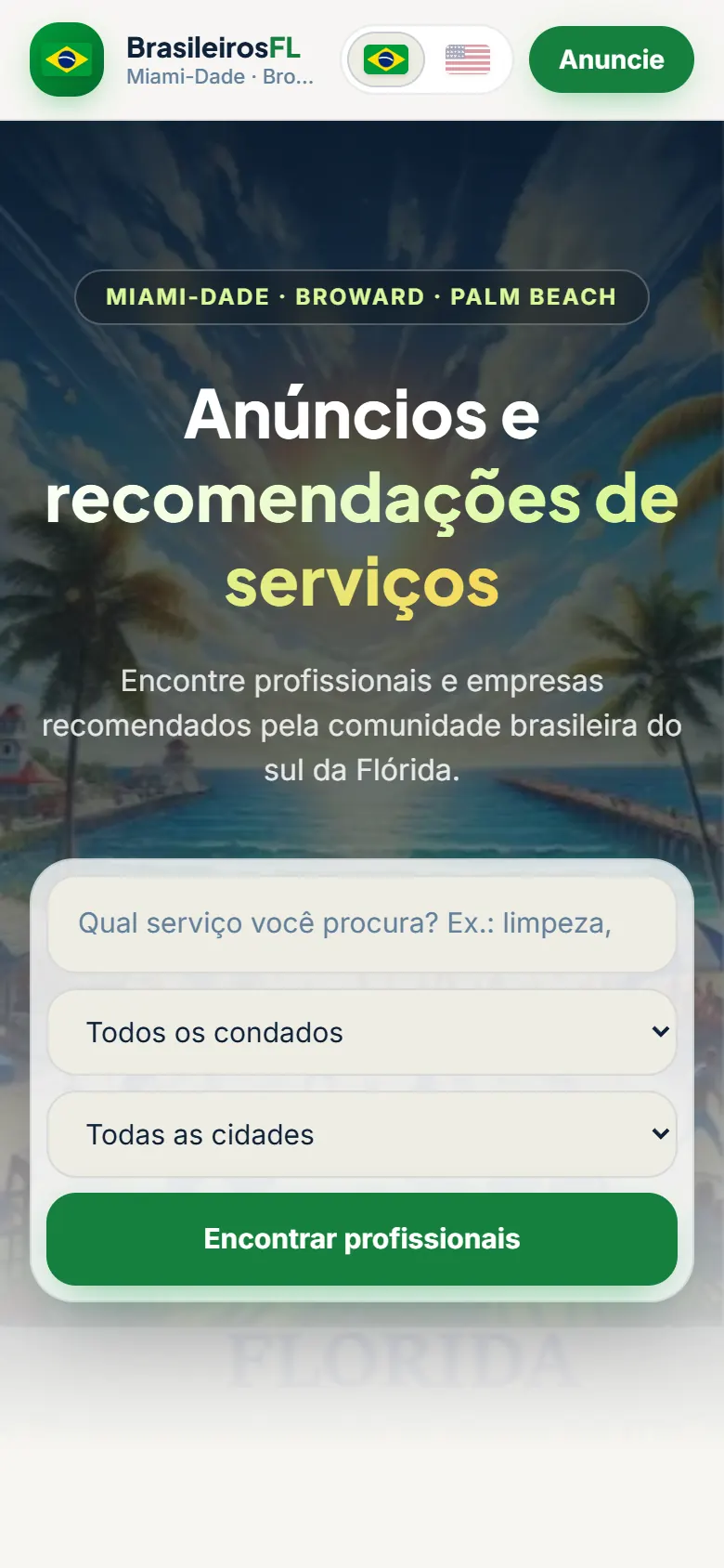 O mesmo site, na tela do celular