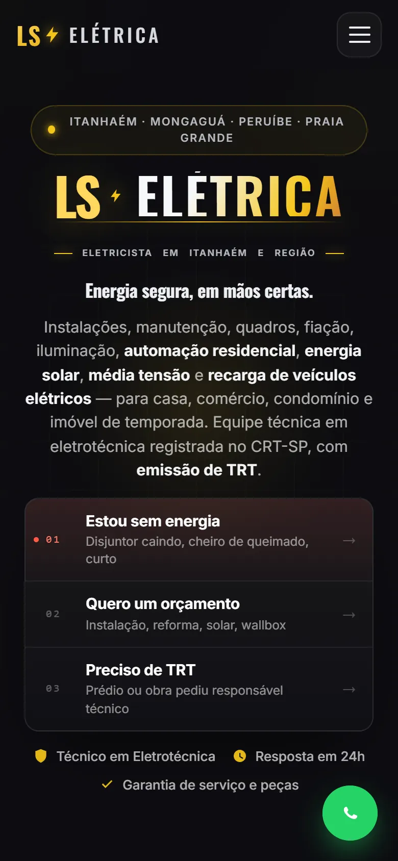 O mesmo site, na tela do celular