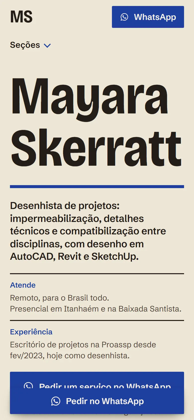 O mesmo site, na tela do celular