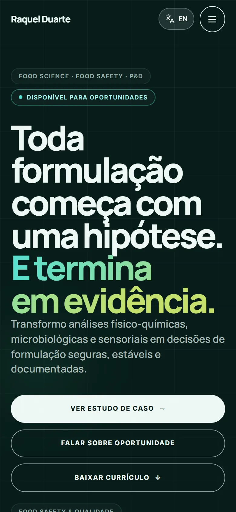 O mesmo site, na tela do celular